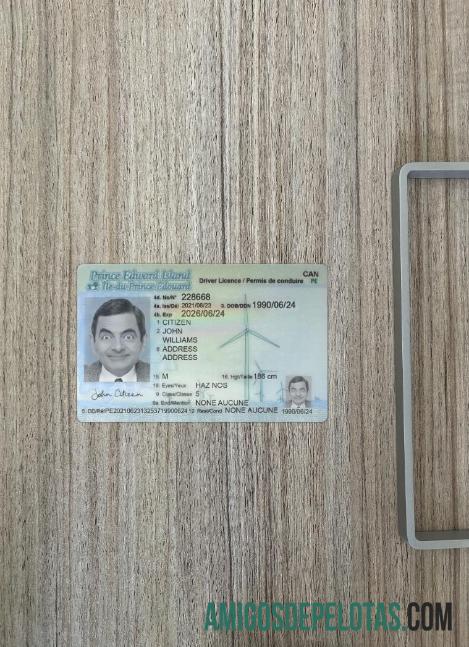 Carteira de habilitação da Ilha do Príncipe Eduardo do Canadá fotolook frente baixar para verificação